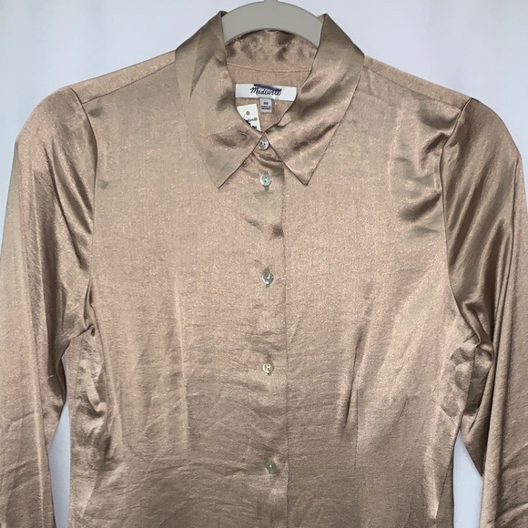 Madewell Shimmering Gold Button-Down Shirt - Picture 4 of 6